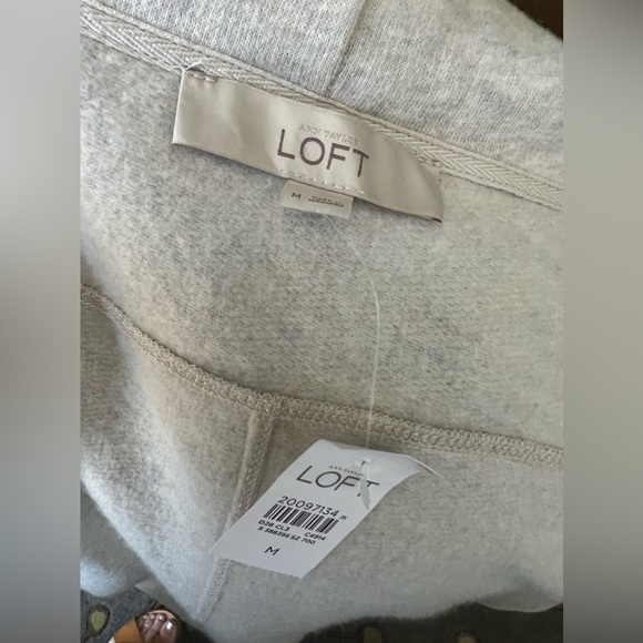 NWT LOFT Open Sweatshirt M Heather Gray - Picture 4 of 6